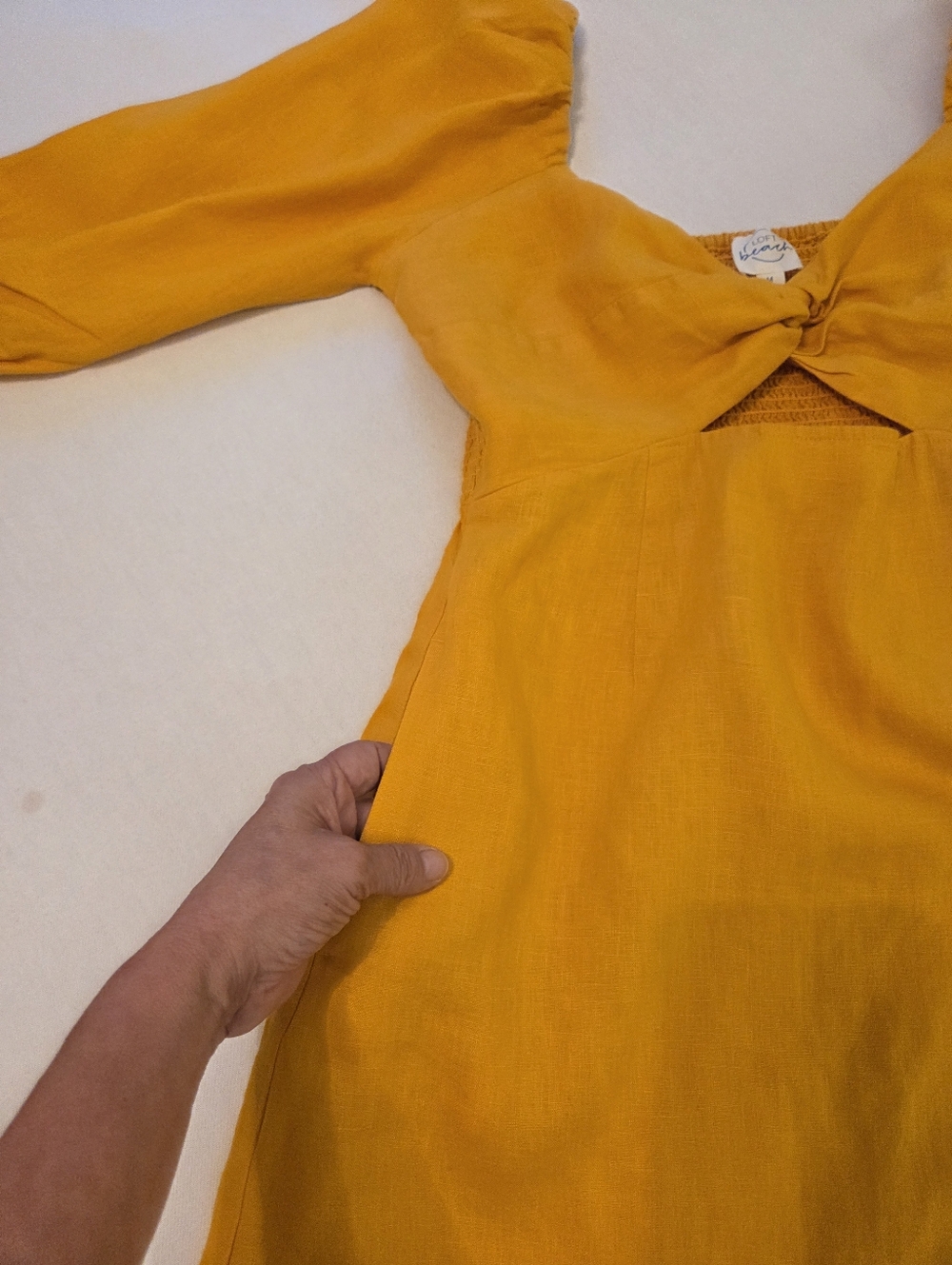 LOFT Beach Rusty Orange 100% Linen Cut Out Puff Sleeve Mini Pocket Dress SZ‎ M - Picture 8 of 14
